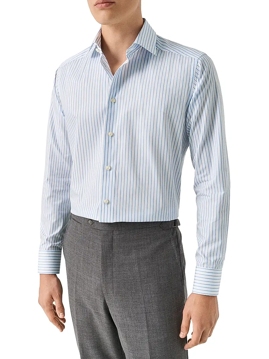 Eton Men's Striped Cotton Contemporary-Fit Shirt | Thumbnail 3 Eton Men's Striped Cotton Contemporary-Fit Shirt | Thumbnail 3