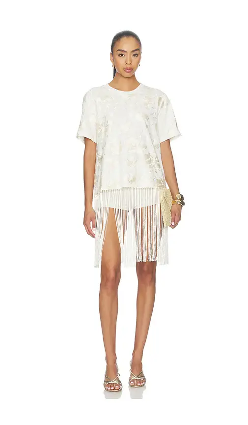 Sea Rafina Eyelet Embellished Tshirt With Fringe