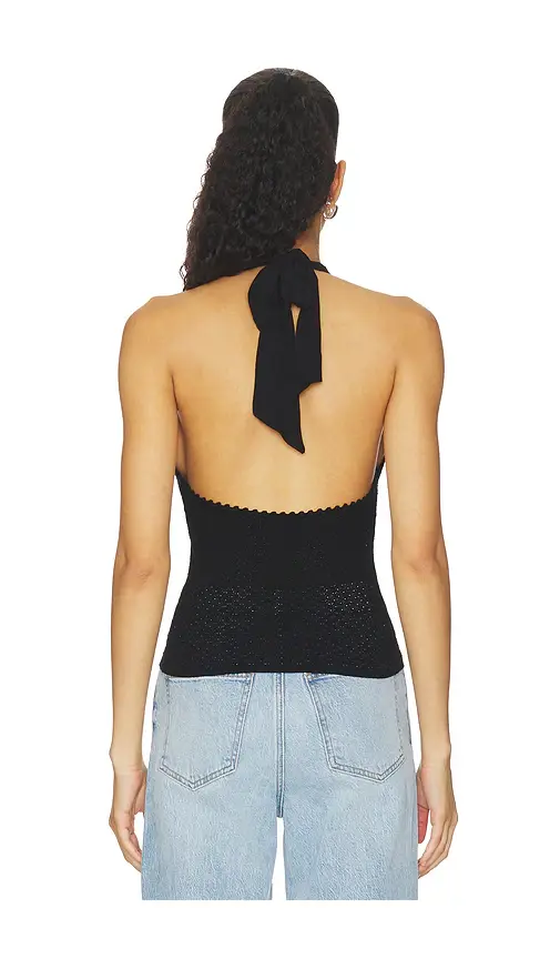 Alice + Olivia Alice + Olivia Pearl Pointelle Tie Back Halter Top | Thumbnail 3 Alice + Olivia Alice + Olivia Pearl Pointelle Tie Back Halter Top | Thumbnail 3