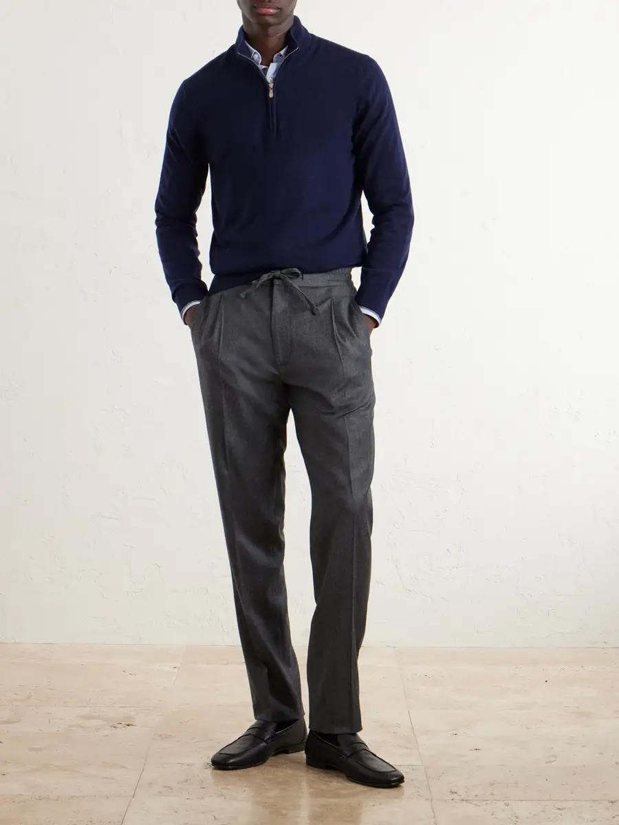 Lardini Straight-Leg Wool and Cashmere-Blend Flannel Trousers - Men | Thumbnail 2