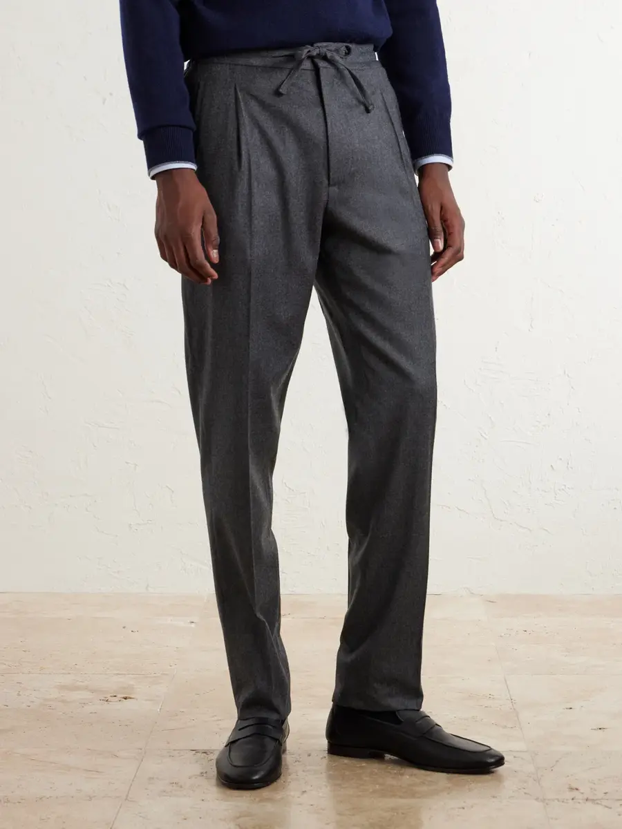 Lardini Straight-Leg Wool and Cashmere-Blend Flannel Trousers - Men | Thumbnail 3