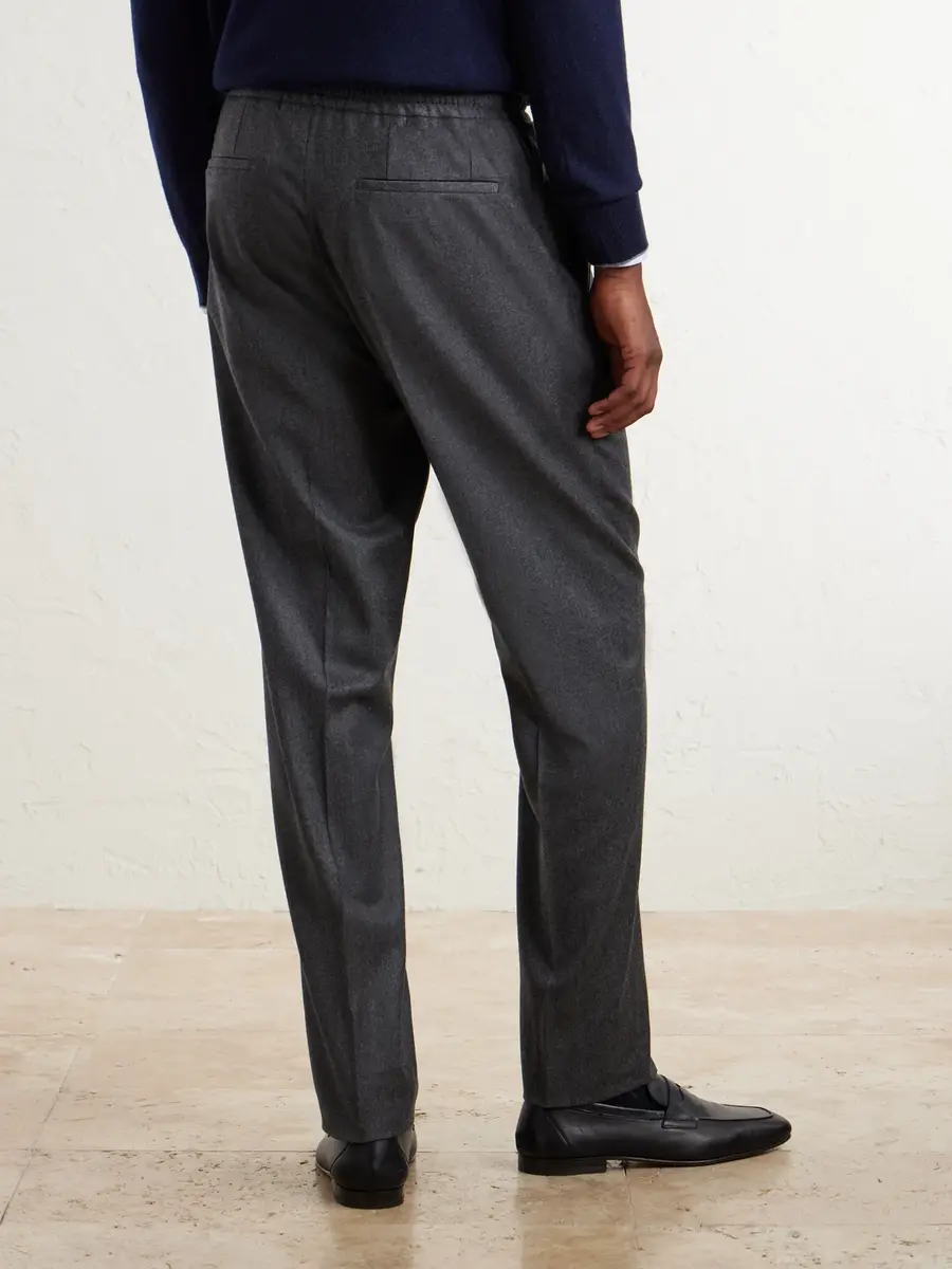 Lardini Straight-Leg Wool and Cashmere-Blend Flannel Trousers - Men | Thumbnail 4