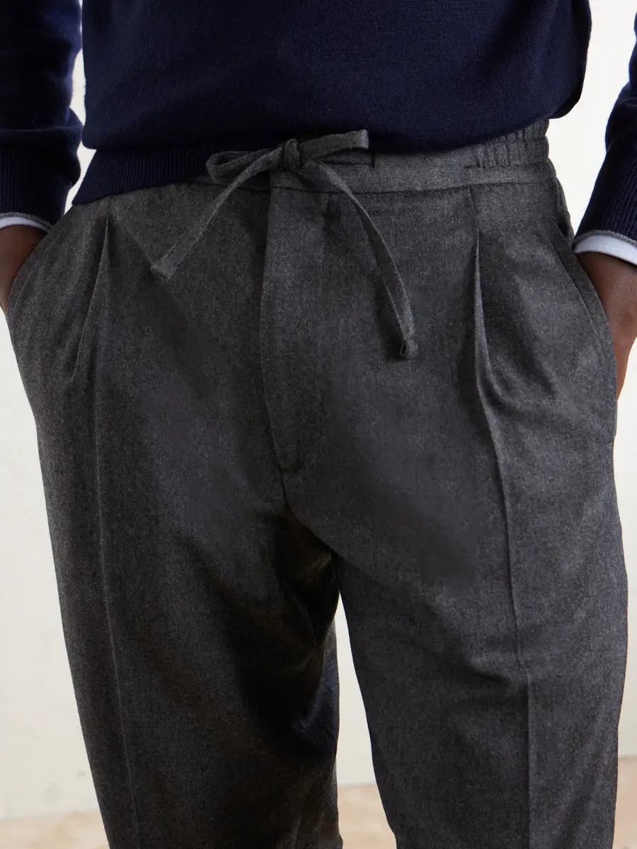 Lardini Straight-Leg Wool and Cashmere-Blend Flannel Trousers - Men | Thumbnail 5