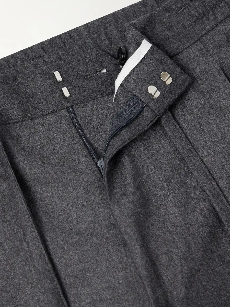 Lardini Straight-Leg Wool and Cashmere-Blend Flannel Trousers - Men | Thumbnail 6
