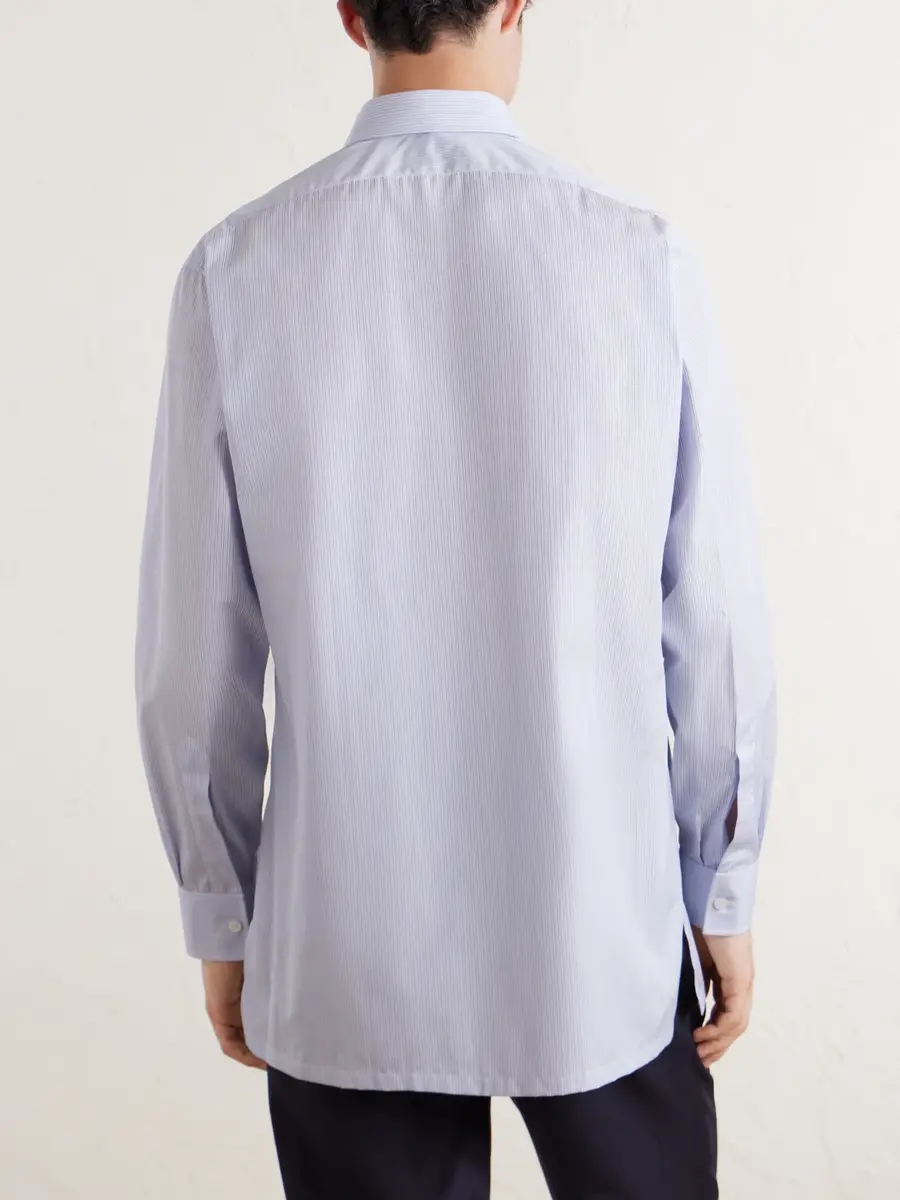 Charvet Classic-Collar Striped Cotton-Twill Shirt - Men | Thumbnail 4 Charvet Classic-Collar Striped Cotton-Twill Shirt - Men | Thumbnail 4