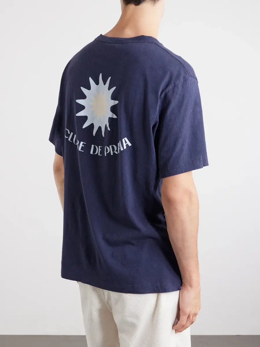 Frescobol Carioca Dinis Clube de Praia Printed Cotton and Linen-Blend Jersey T-Shirt - Men | Thumbnail 4 Frescobol Carioca Dinis Clube de Praia Printed Cotton and Linen-Blend Jersey T-Shirt - Men | Thumbnail 4