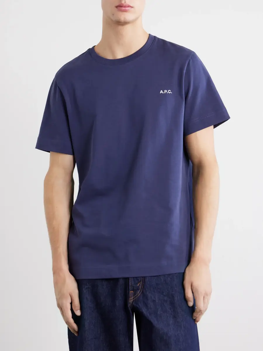 A.P.C. Oliver Logo-Embroidered Cotton-Jersey T-Shirt - Men | Thumbnail 3