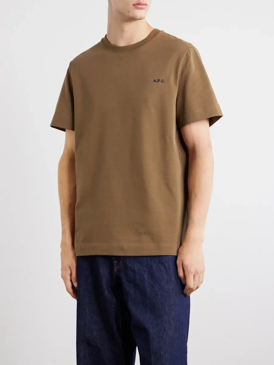 A.P.C. Oliver Logo-Embroidered Cotton-Jersey T-Shirt - Men | Thumbnail 3 A.P.C. Oliver Logo-Embroidered Cotton-Jersey T-Shirt - Men | Thumbnail 3