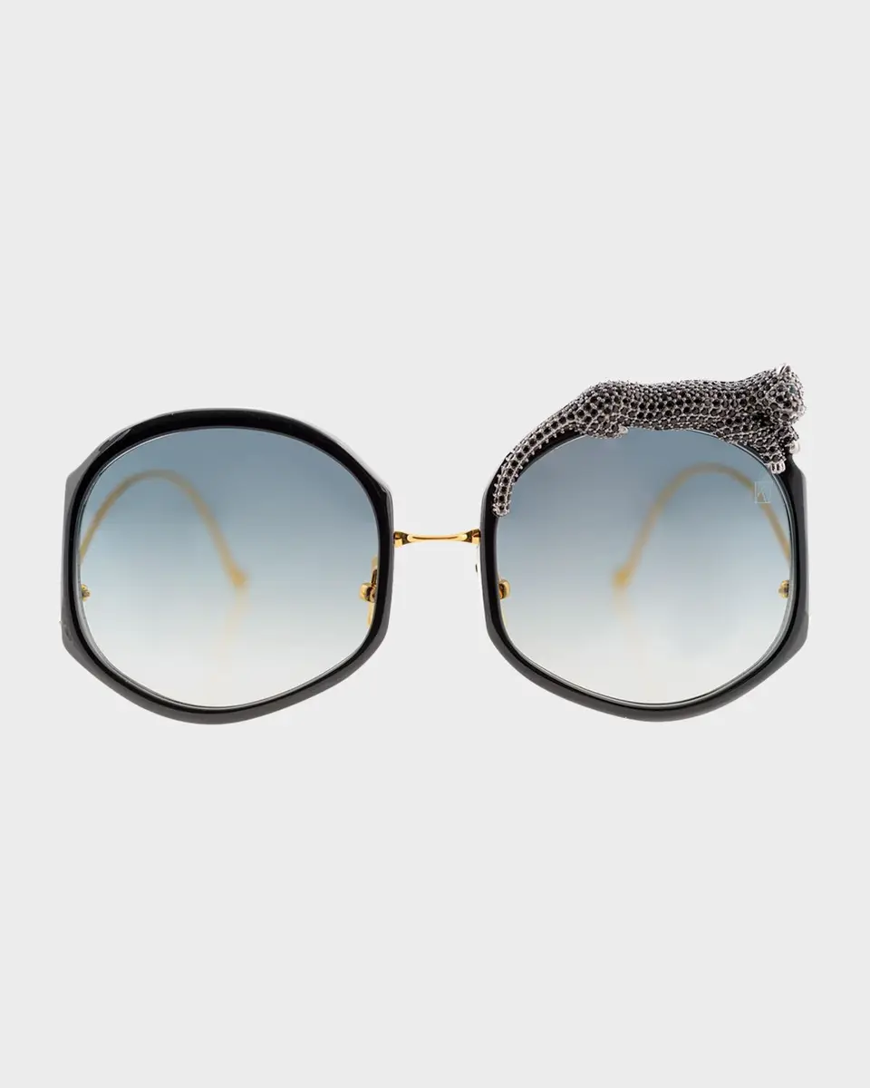 Anna-Karin Karlsson Rose Et Le Reve Leopard Round Acetate Sunglasses | Thumbnail 2 Anna-Karin Karlsson Rose Et Le Reve Leopard Round Acetate Sunglasses | Thumbnail 2