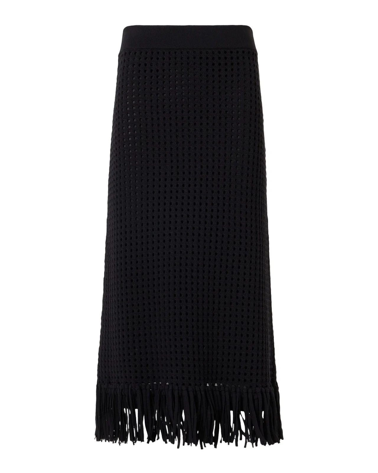 Chunky Cotton Mesh Knit Fringed Midi Tube Skirt Chunky Cotton Mesh Knit Fringed Midi Tube Skirt