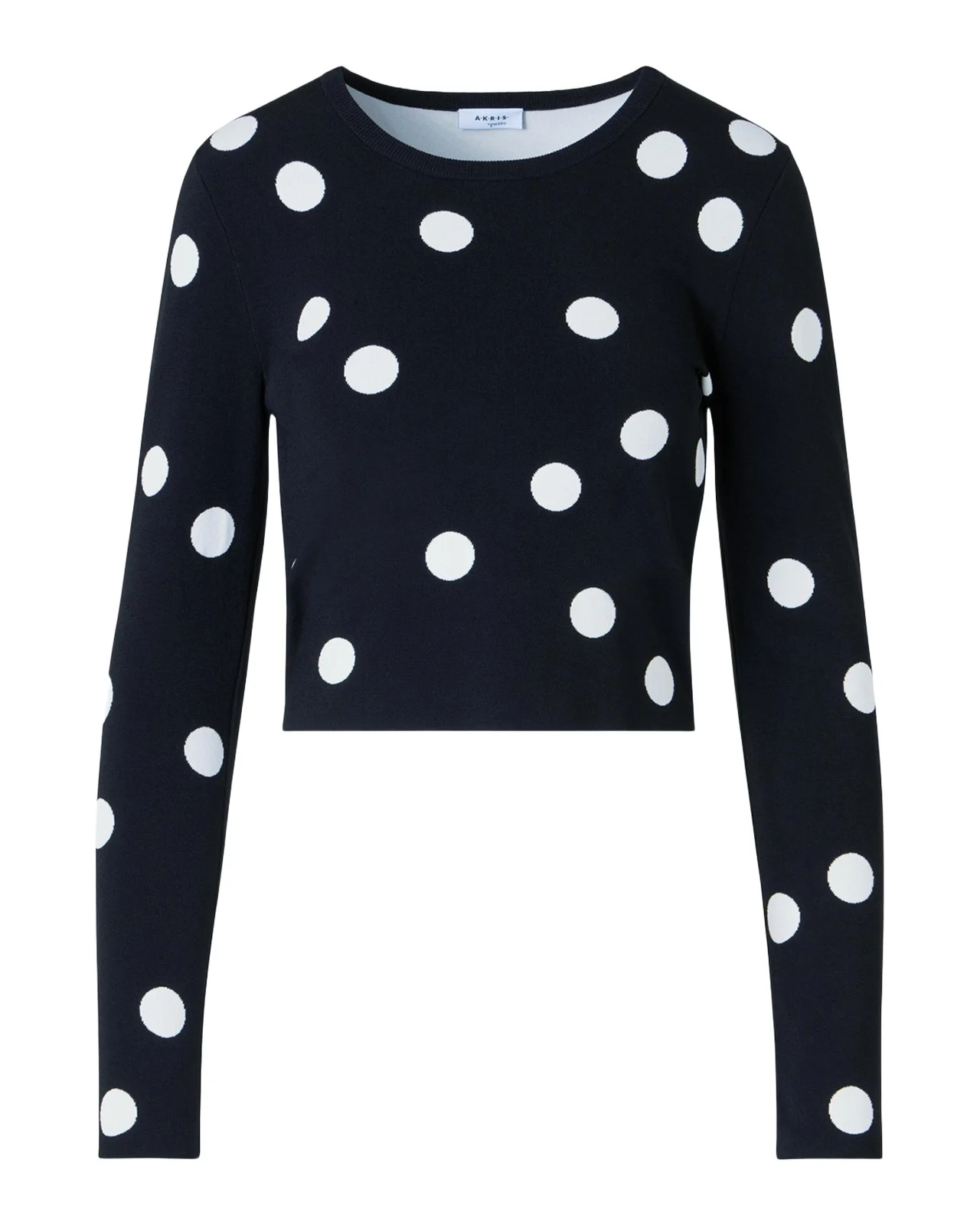 Akris punto Polka Dot Long-Sleeve Crop Sweater