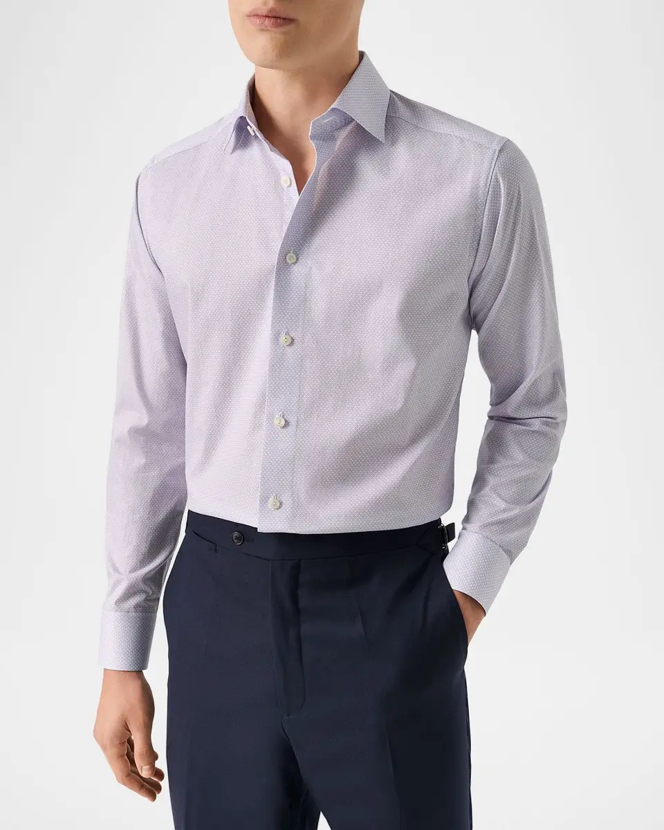Eton Men's Micro-Floral Signature Twill Dress Shirt | Thumbnail 4 Eton Men's Micro-Floral Signature Twill Dress Shirt | Thumbnail 4