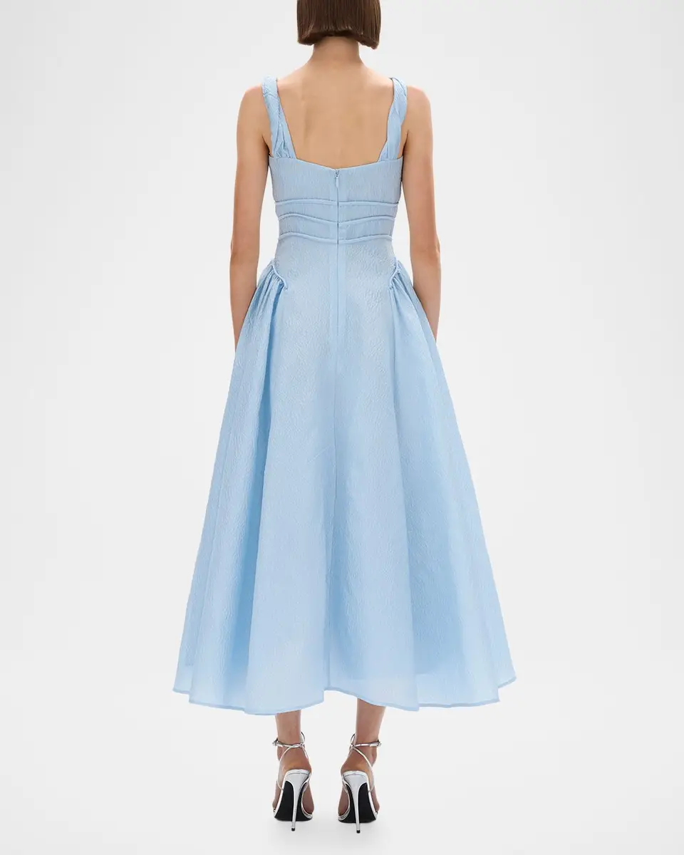 RACHEL GILBERT Sophia Strap Textured Jacquard Tea-Length Dress | Thumbnail 3 RACHEL GILBERT Sophia Strap Textured Jacquard Tea-Length Dress | Thumbnail 3