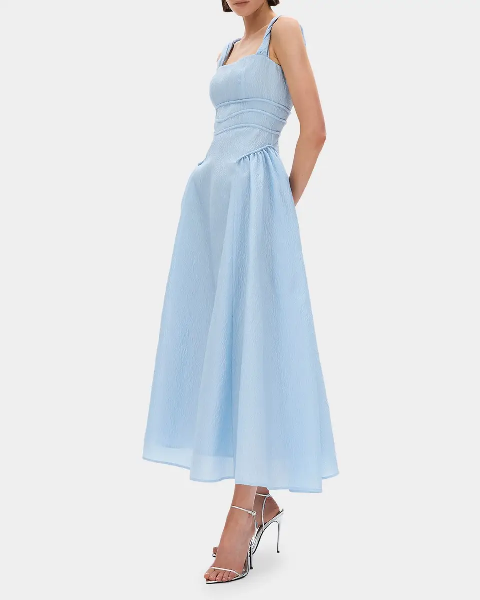RACHEL GILBERT Sophia Strap Textured Jacquard Tea-Length Dress | Thumbnail 4 RACHEL GILBERT Sophia Strap Textured Jacquard Tea-Length Dress | Thumbnail 4
