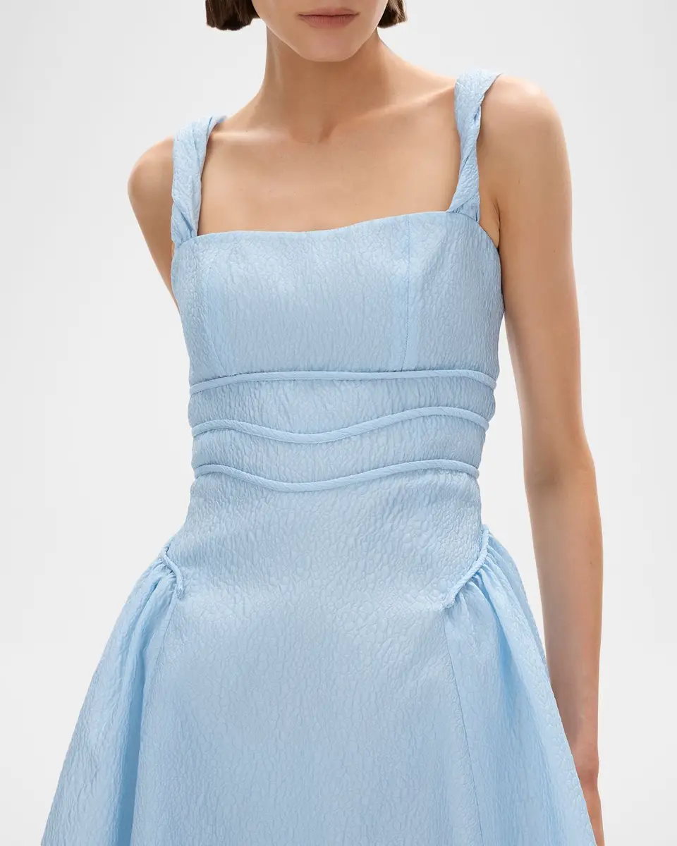 RACHEL GILBERT Sophia Strap Textured Jacquard Tea-Length Dress | Thumbnail 5 RACHEL GILBERT Sophia Strap Textured Jacquard Tea-Length Dress | Thumbnail 5