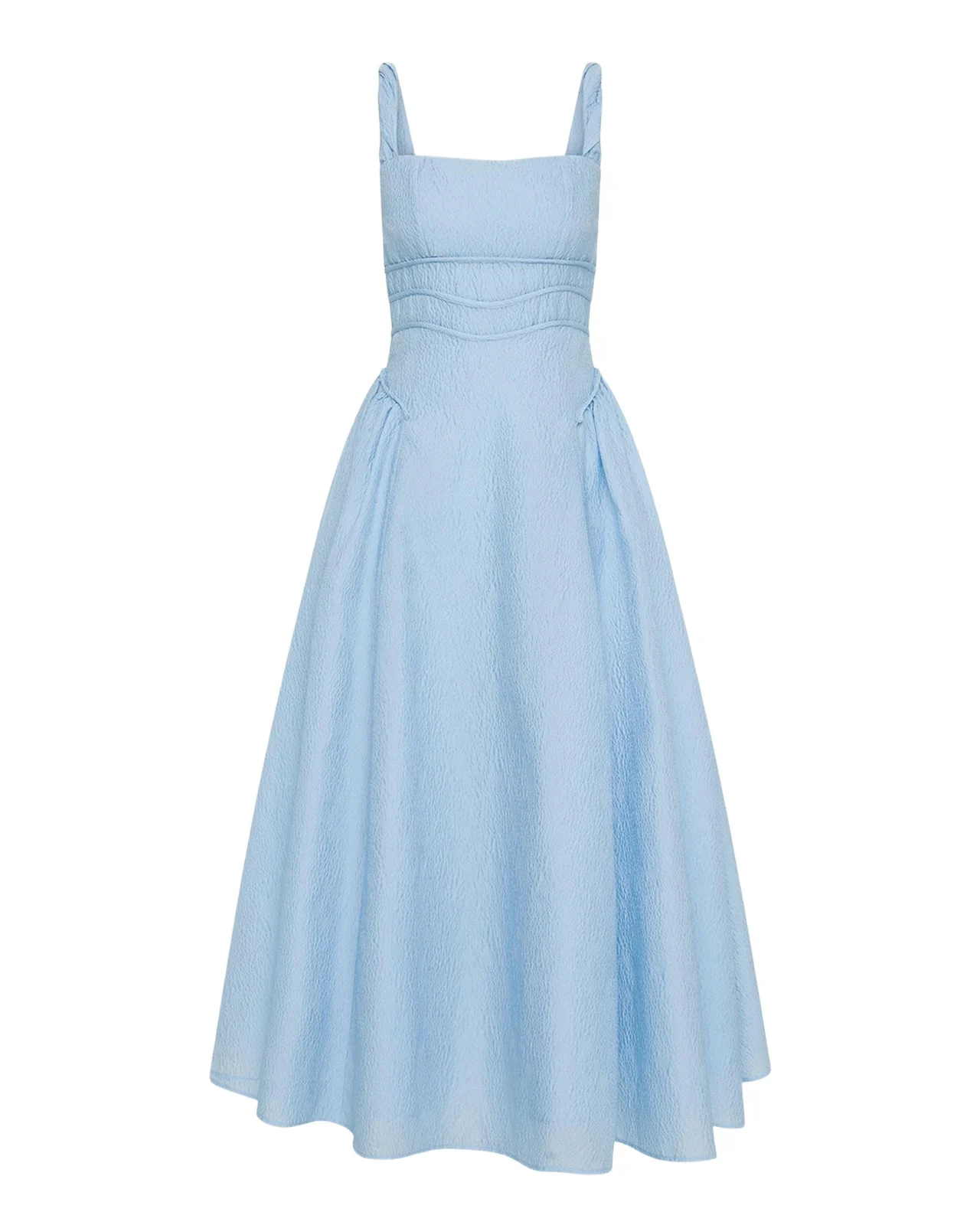 RACHEL GILBERT Sophia Strap Textured Jacquard Tea-Length Dress