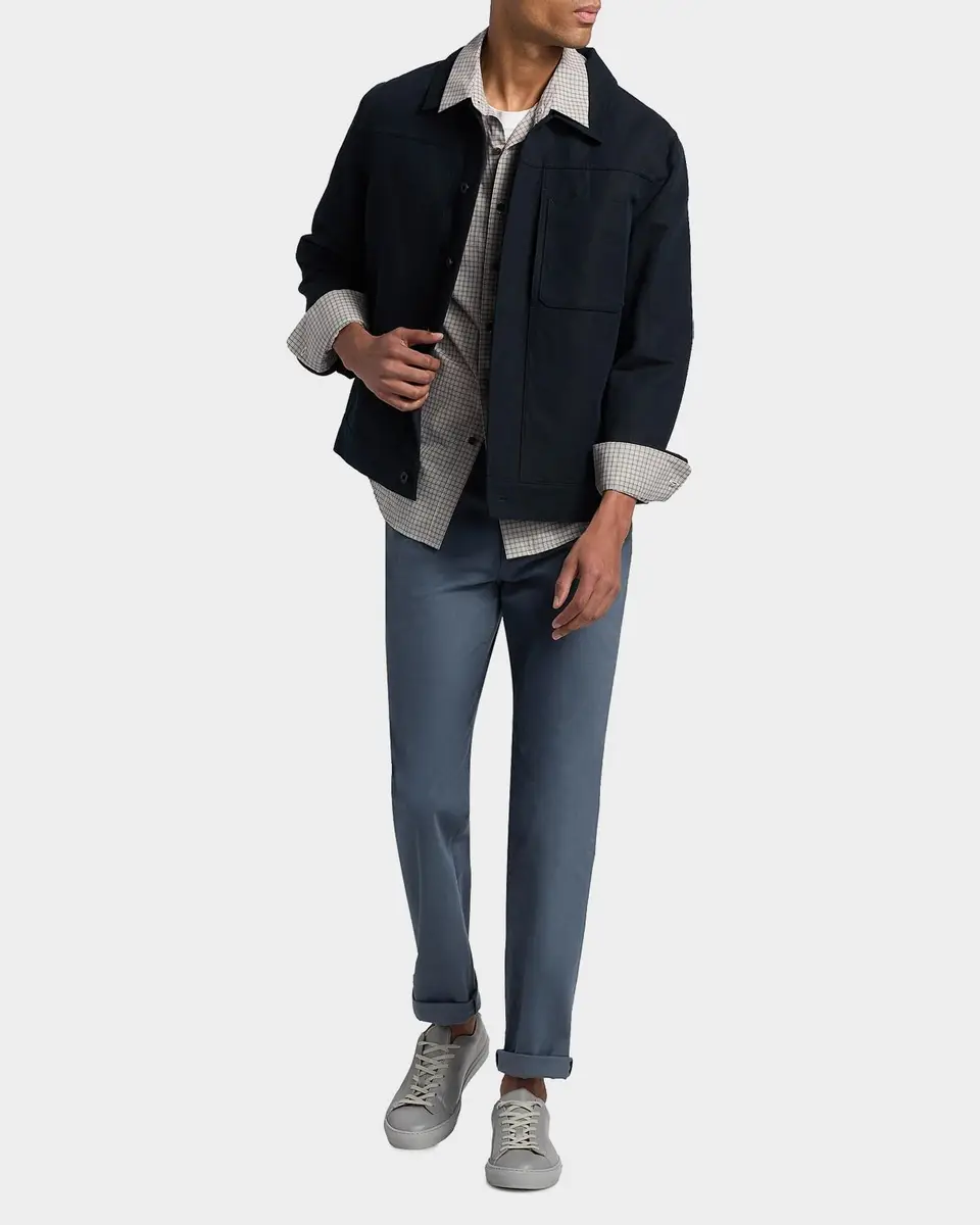 Vince Men's Pleated Cotton-Linen Trucker Jacket | Thumbnail 2 Vince Men's Pleated Cotton-Linen Trucker Jacket | Thumbnail 2