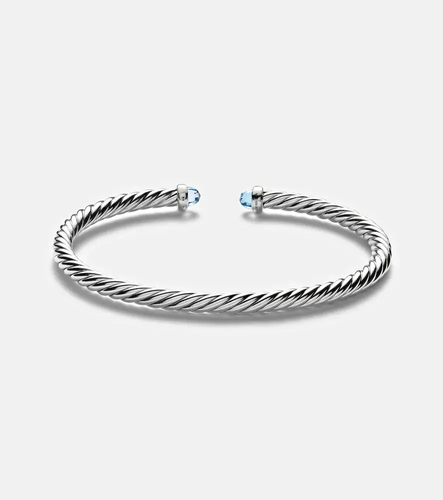 David Yurman Cable Flex sterling silver and 14kt gold cuff bracelet with topazes | Thumbnail 4