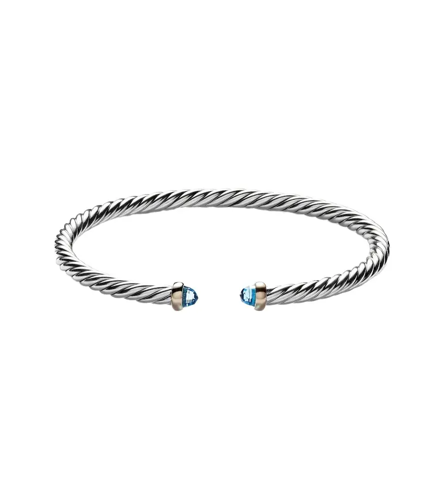 David Yurman Cable Flex sterling silver and 14kt gold cuff bracelet with topazes | Image 1 David Yurman Cable Flex sterling silver and 14kt gold cuff bracelet with topazes | Image 1