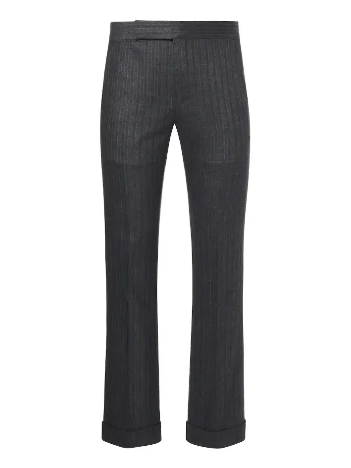 Herringbone wool suit pants