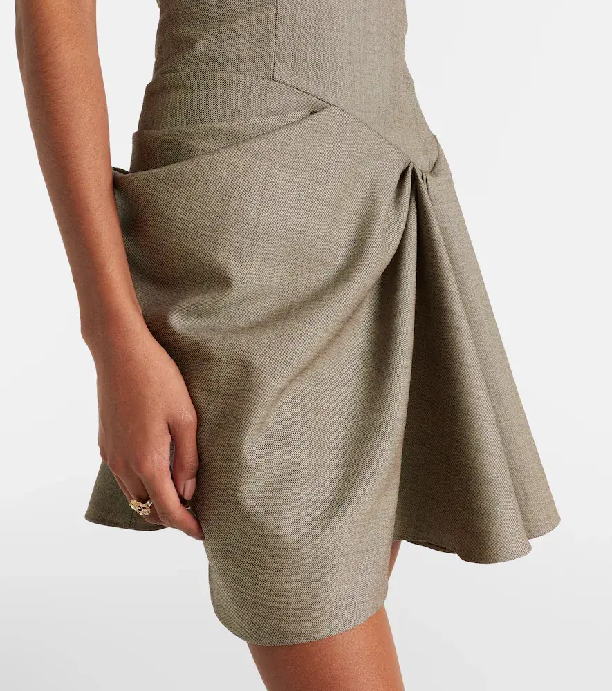 Alexander McQueen Draped gathered wool minidress | Thumbnail 2 Alexander McQueen Draped gathered wool minidress | Thumbnail 2
