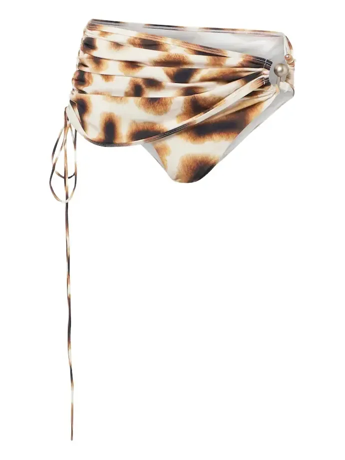 Christopher Esber Orbit ruched animal-print bikini bottoms