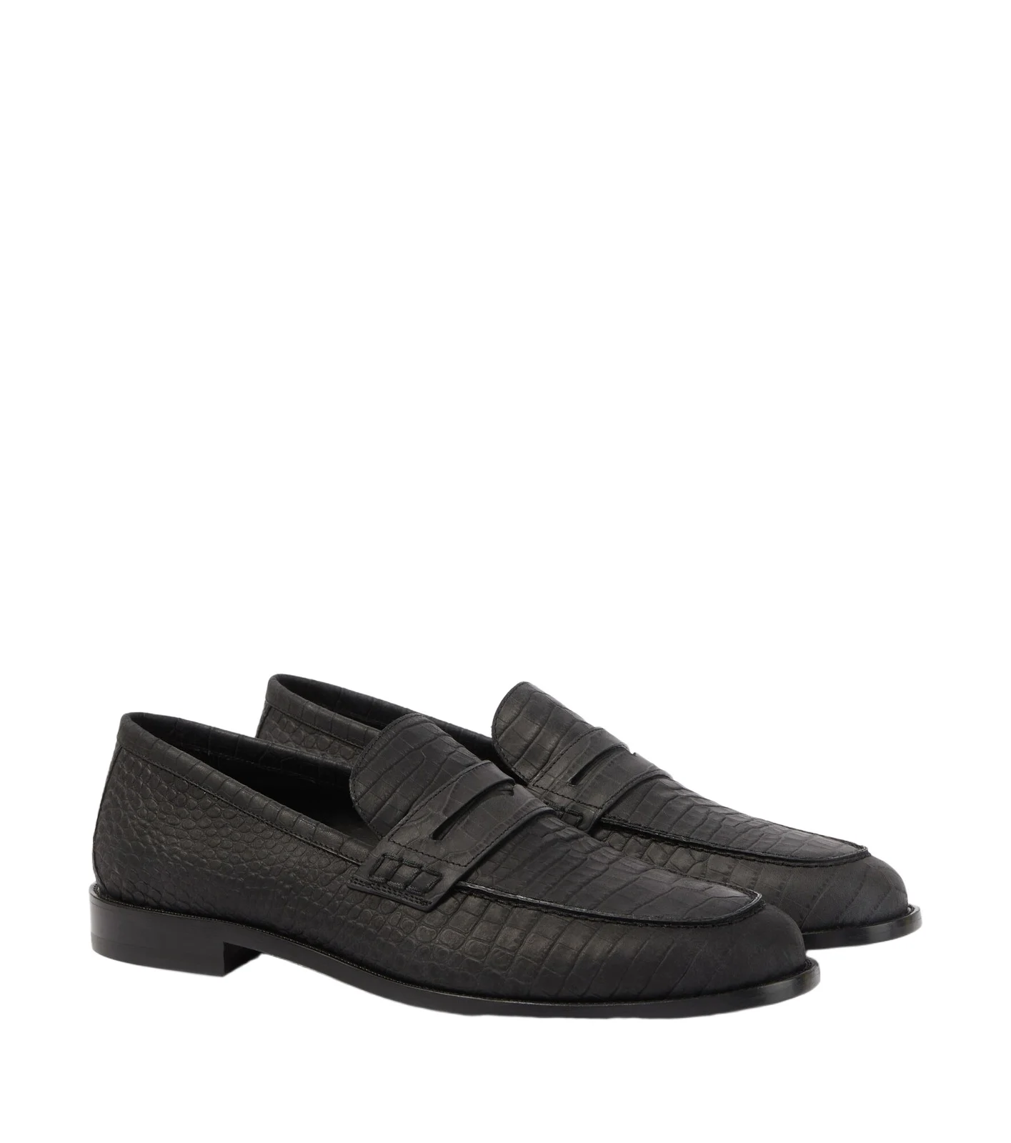 Manolo Blahnik Croc-effect leather penny loafers