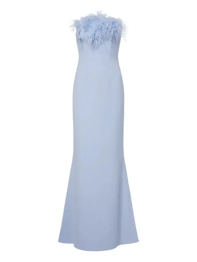 Soshin feather-trimmed crêpe gown Soshin feather-trimmed crêpe gown