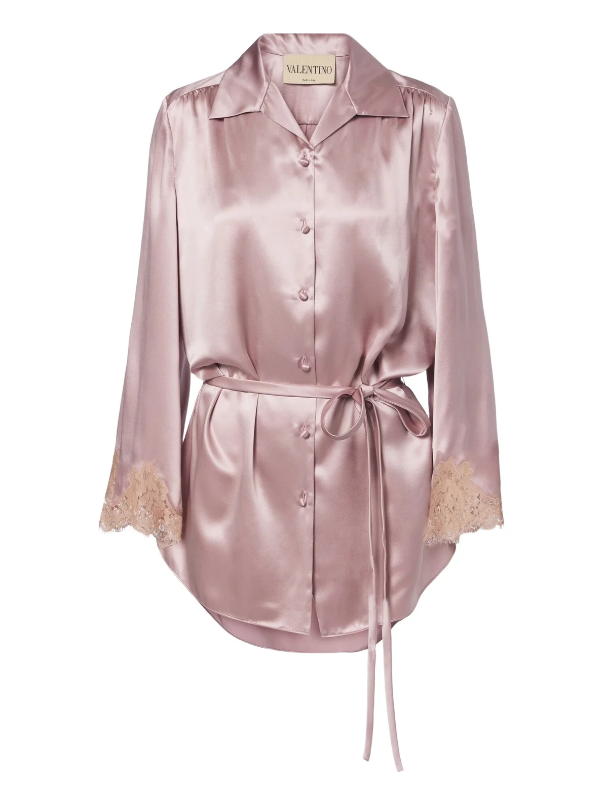 Lace-trimmed silk satin shirt Lace-trimmed silk satin shirt