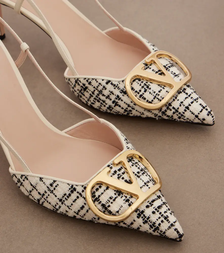 Valentino Garavani VLogo bouclé slingback pumps | Thumbnail 3 Valentino Garavani VLogo bouclé slingback pumps | Thumbnail 3