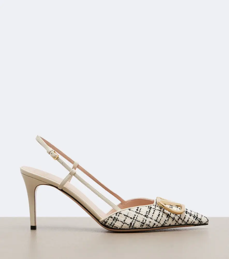 Valentino Garavani VLogo bouclé slingback pumps | Thumbnail 4 Valentino Garavani VLogo bouclé slingback pumps | Thumbnail 4