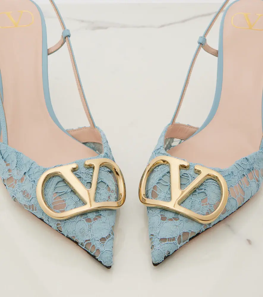 Valentino Garavani VLogo lace slingback pumps | Thumbnail 2 Valentino Garavani VLogo lace slingback pumps | Thumbnail 2