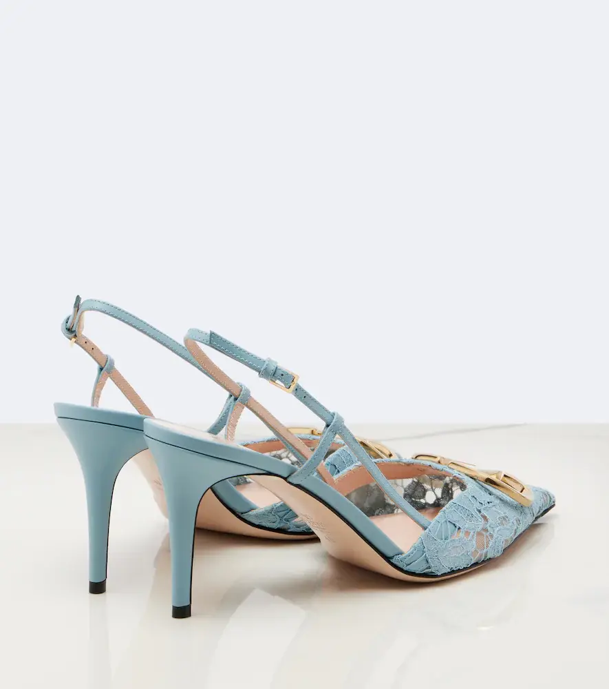 Valentino Garavani VLogo lace slingback pumps | Thumbnail 3 Valentino Garavani VLogo lace slingback pumps | Thumbnail 3