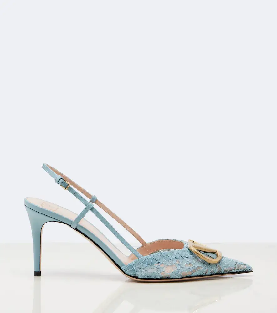 Valentino Garavani VLogo lace slingback pumps | Thumbnail 4 Valentino Garavani VLogo lace slingback pumps | Thumbnail 4