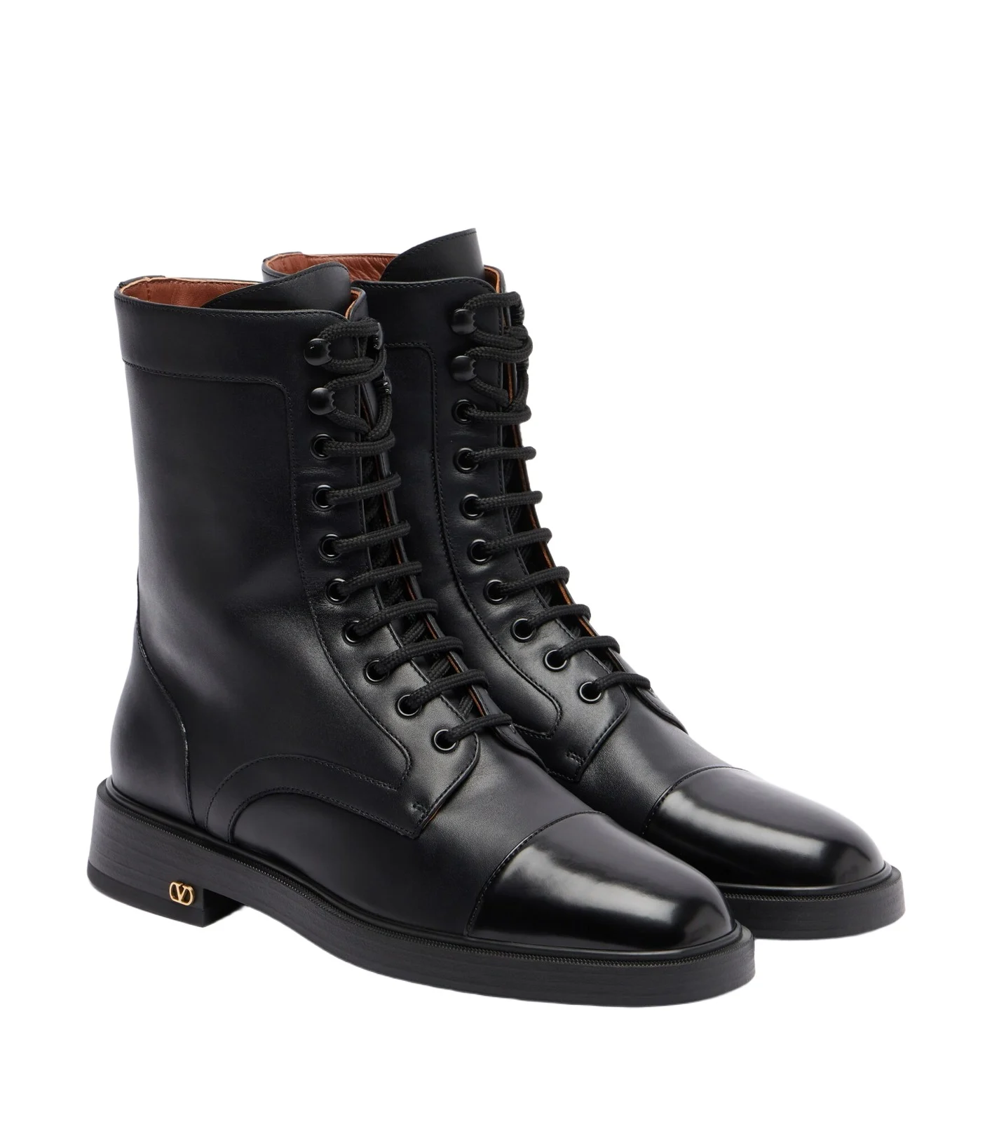 VLogo lace-up leather combat boots VLogo lace-up leather combat boots
