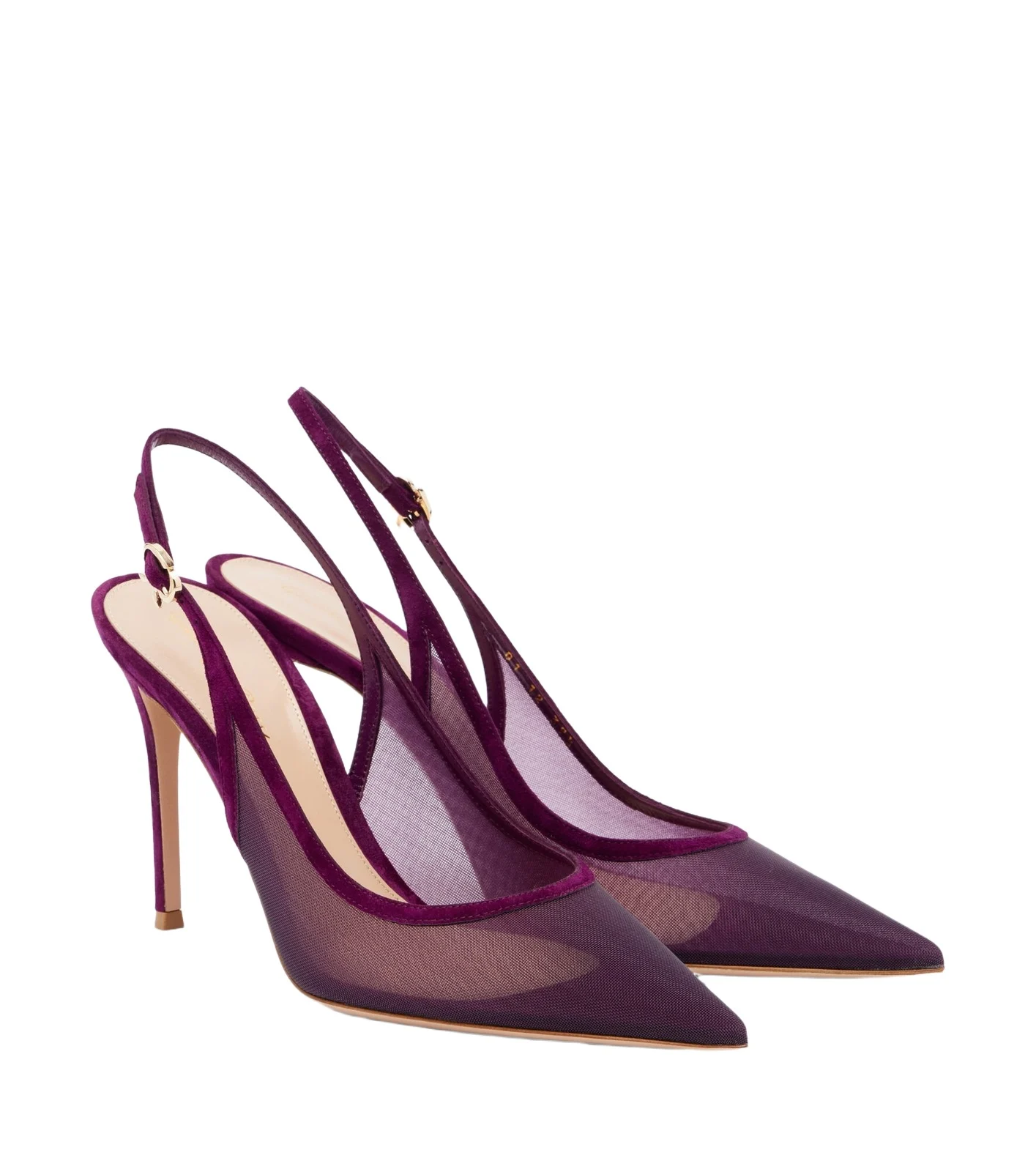 Suede-trimmed organza slingback pumps Suede-trimmed organza slingback pumps