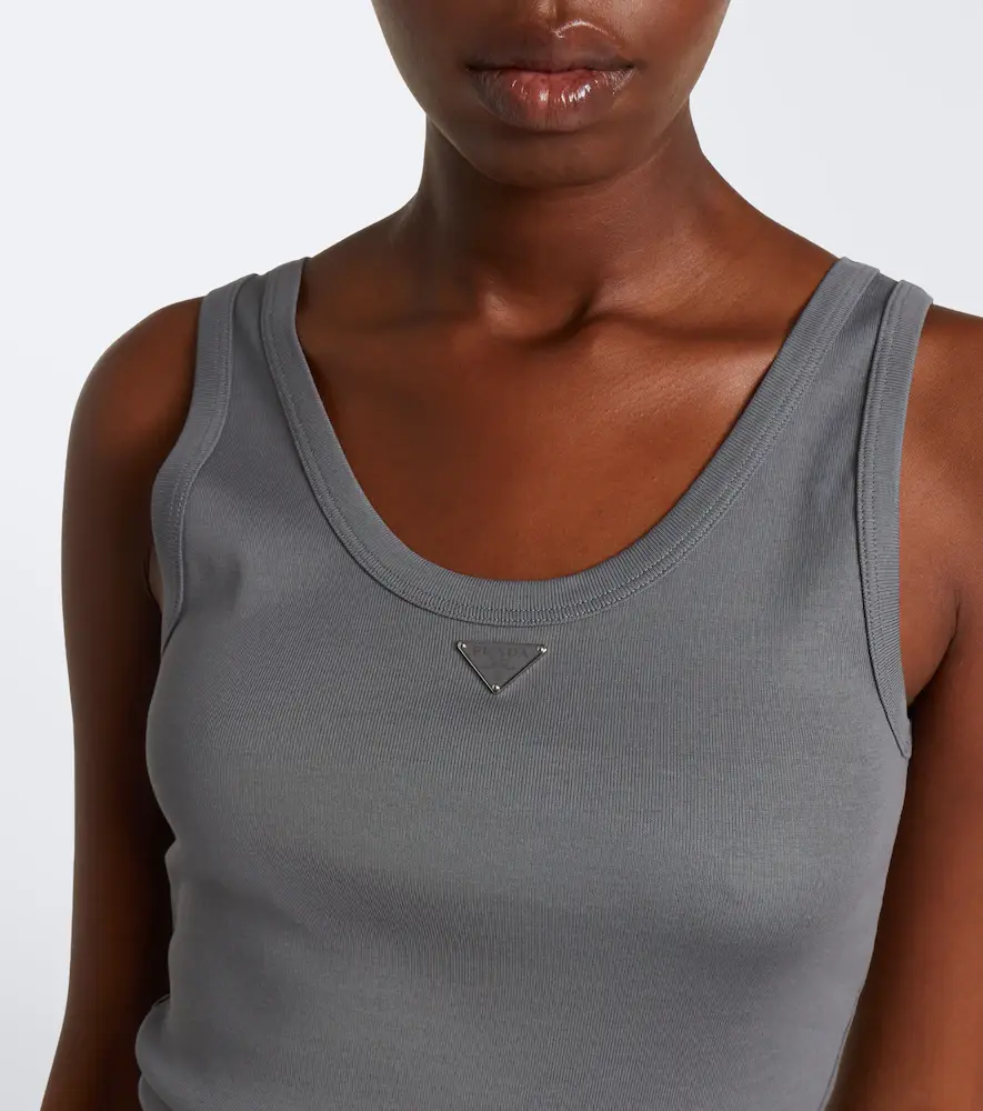 Prada Ribbed-knit cotton tank top | Thumbnail 4 Prada Ribbed-knit cotton tank top | Thumbnail 4