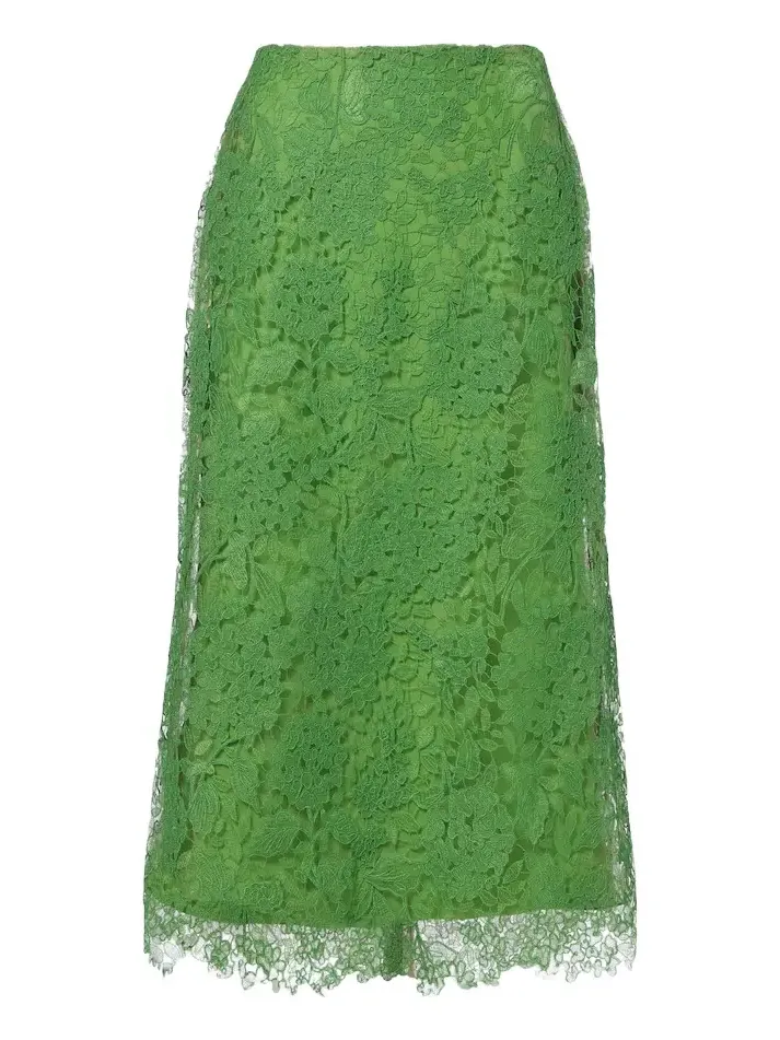 Floral lace midi skirt