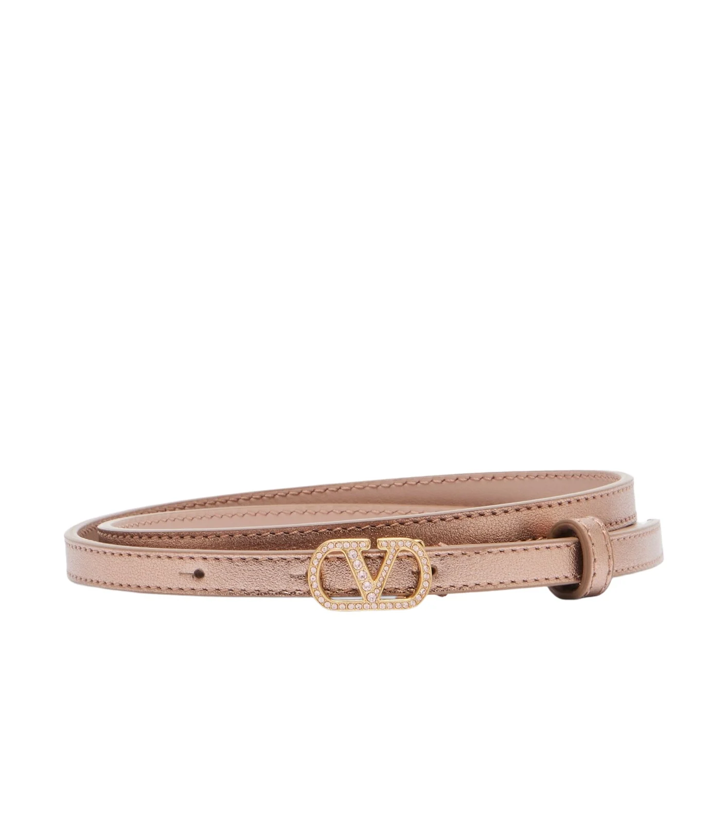 VLogo metallic leather belt