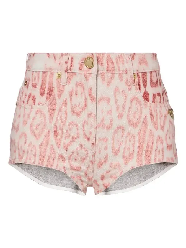 Leopard-print denim shorts Leopard-print denim shorts