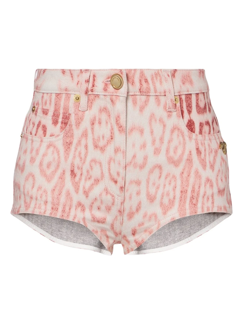 Roberto Cavalli Leopard-print denim shorts