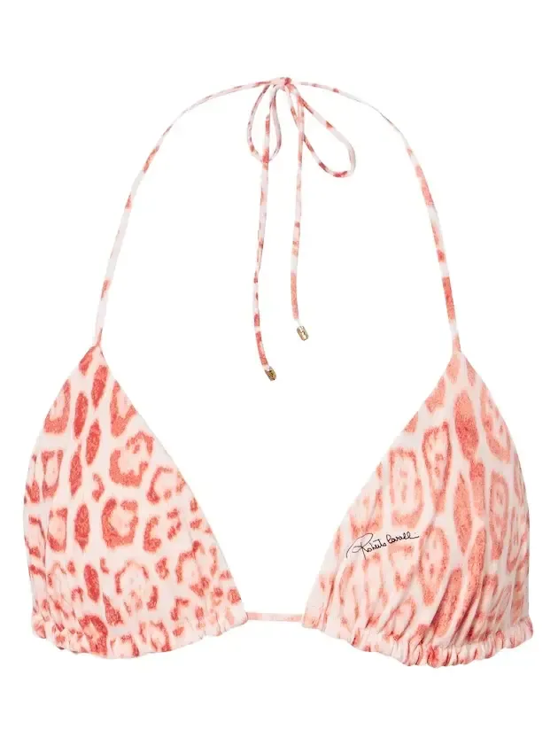 Leopard-print triangle bikini top