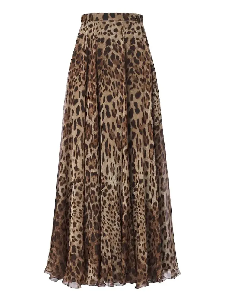 Leopard-print silk chiffon maxi skirt Leopard-print silk chiffon maxi skirt