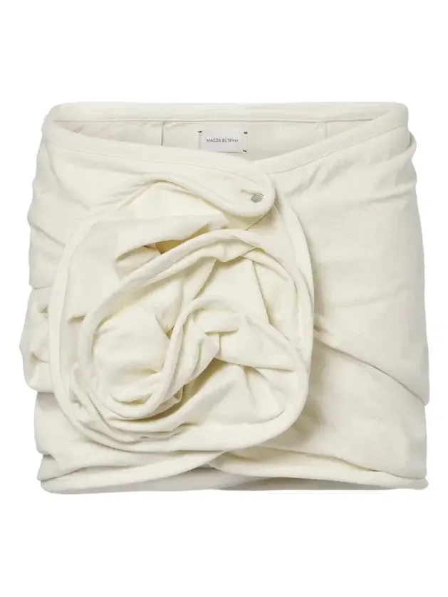 Floral-appliqué cotton miniskirt