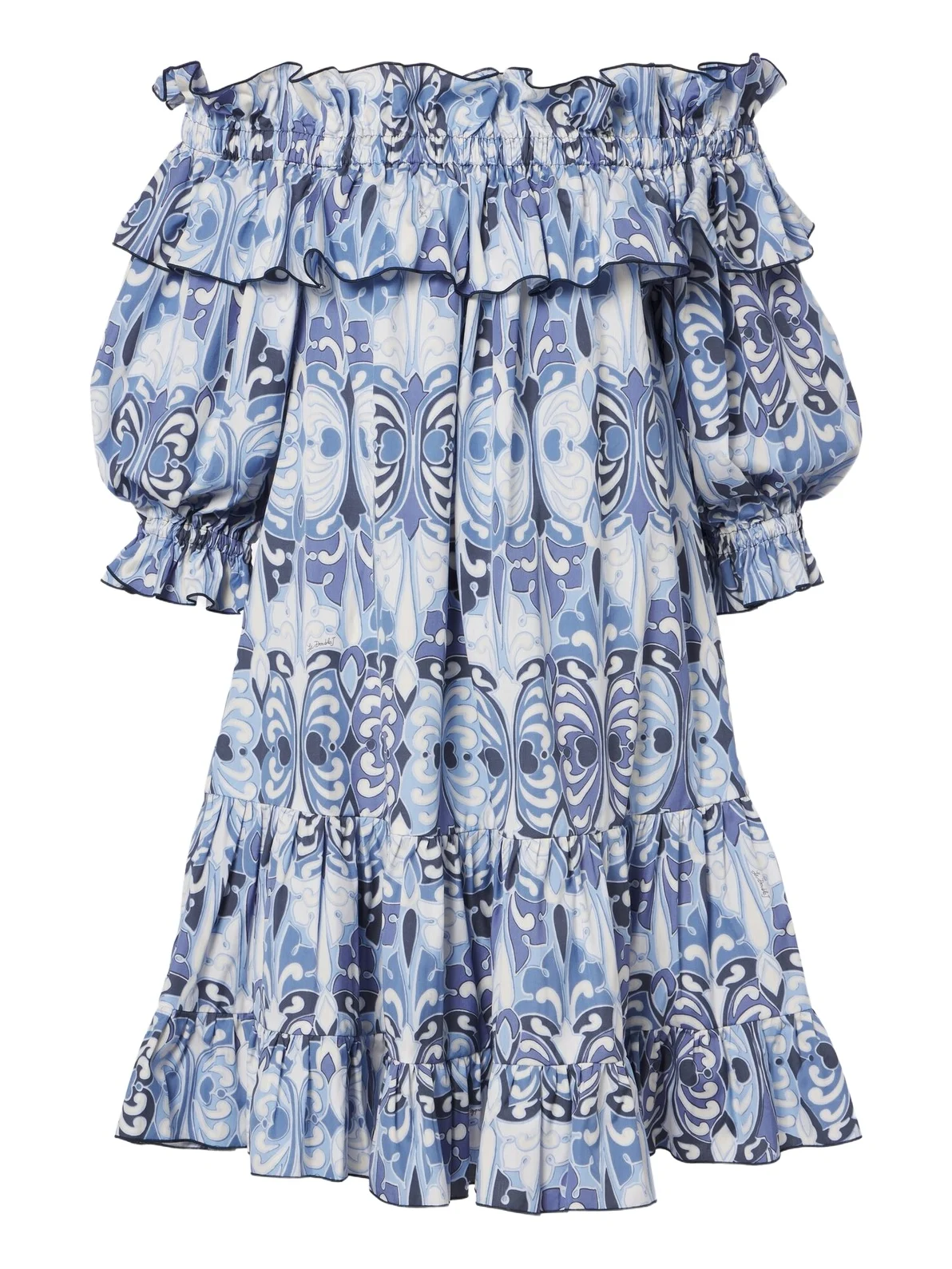 Breakfast printed cotton poplin minidress