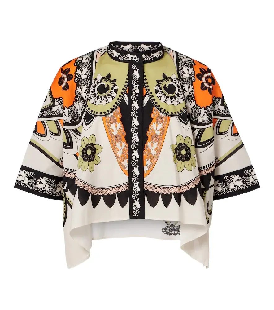La DoubleJ Foulard printed cropped cotton shirt