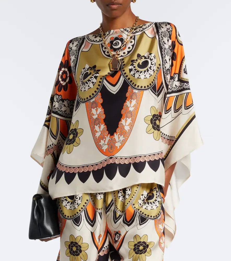 La DoubleJ Draped printed silk twill top | Thumbnail 2