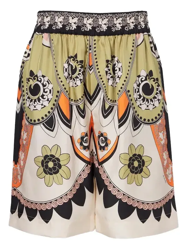 Printed silk twill Bermuda shorts Printed silk twill Bermuda shorts