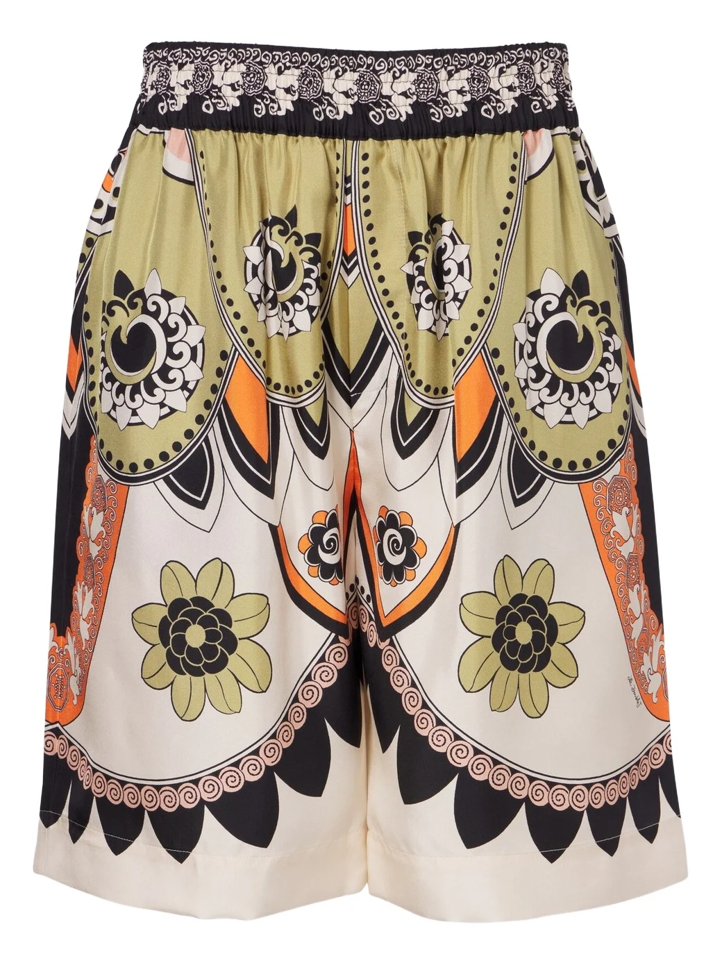 Printed silk twill Bermuda shorts