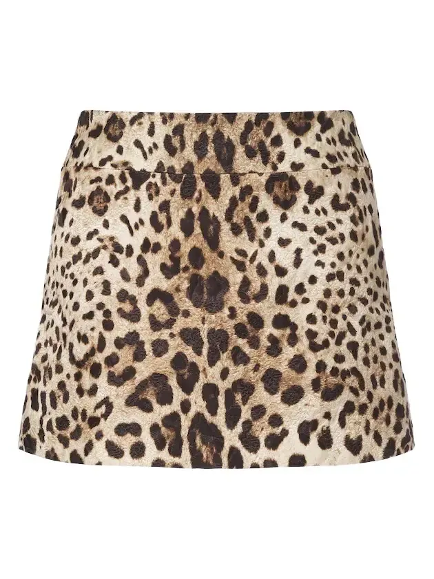 Leopard-print cotton and silk-blend miniskirt Leopard-print cotton and silk-blend miniskirt